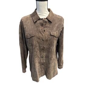 Women’s Chico’s Brown Genuine Suede Shacket. Size 3 ( XL )